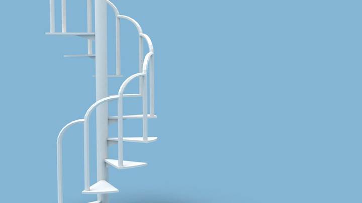 White Stairs With Blue Background